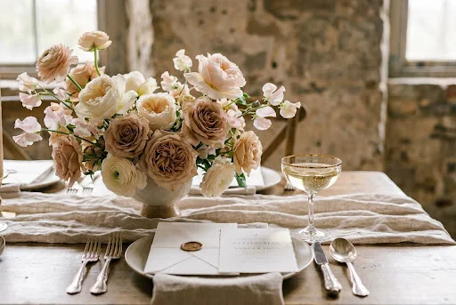 Festlich gedeckter Hochzeitstisch